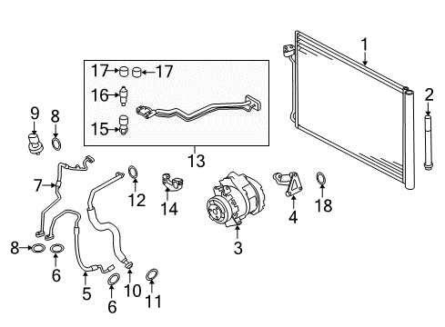 2015 BMW X6 Air Conditioner Holder, Double Pipe Diagram for 64509139604