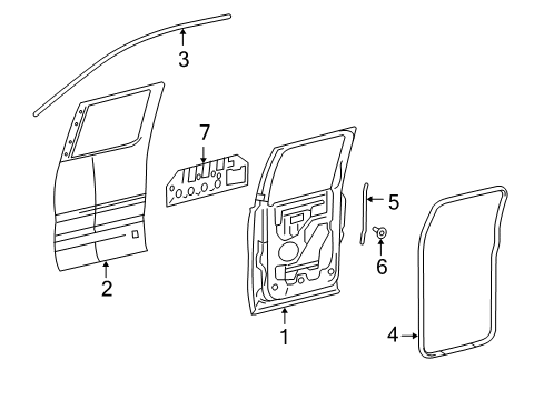 2007 Lincoln Mark LT Rear Door Seal Diagram for F65Z15211A74AA