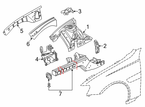 2014 Chevrolet SS Structural Components & Rails Apron Panel Diagram for 92288853