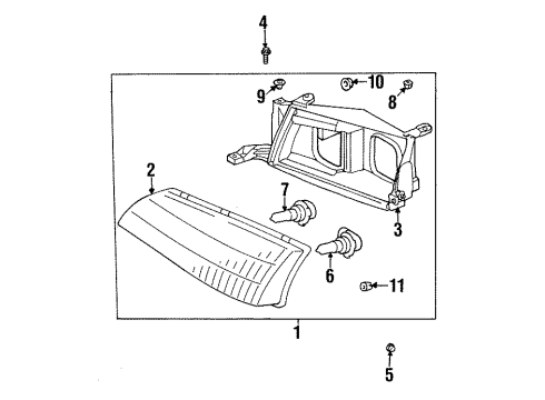 1995 Toyota Avalon Bulbs Socket Grommet Diagram for 9007510004