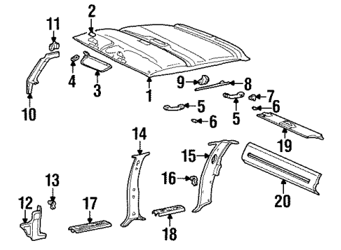 1993 Chevrolet C3500 Interior Trim - Cab Molding Asm-Windshield Side Garnish <Use 1C2N*Gray Diagram for 15149738