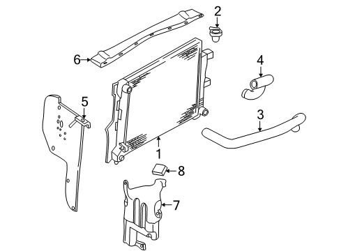 1998 Dodge Durango Radiator & Components Engine Cooling Radiator Diagram for 52028775AH