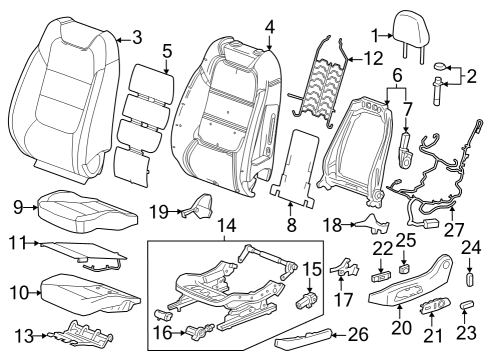 Driver Seat Components FRAME ASM-F/SEAT CUSH Diagram for 13542534