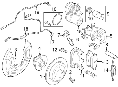 2021 Mini Cooper Brake Components Brake Hose Rear Diagram for 34306798466