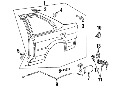 1995 Toyota Tercel Fuel Door Sound Absorber Diagram for 6182416010