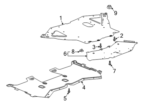 2021 Chevrolet Corvette Splash Shields Rear Deflector Diagram for 23296628