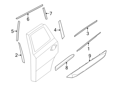 2016 Nissan Pathfinder Exterior Trim - Rear Door Tape-Rear Door Outside, LH Diagram for 828133KA2A