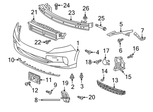 2021 Honda Odyssey Bumper & Components - Front Cap Assembly, Parking Sensor Diagram for 39680TZ5A11