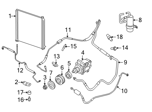 2006 Ford Mustang A/C Condenser, Compressor & Lines Inlet Tube Diagram for 4R3Z19D734AA