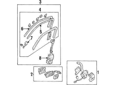 1990 Acura Integra Passive Restraints Drive Unit, Passenger Side Diagram for 81431SK8A03