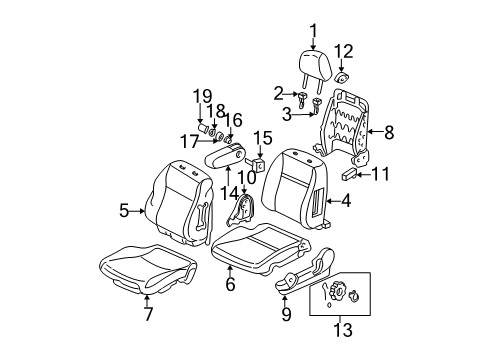 2003 Honda Civic Front Seat Components Pad Assembly, Left Front Seat Cushion Diagram for 81532S5PA03