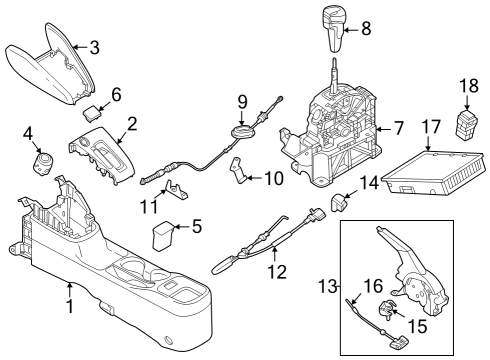 2022 Nissan Versa Center Console Knob Assy-Control Lever, Auto Diagram for 349105RC0A
