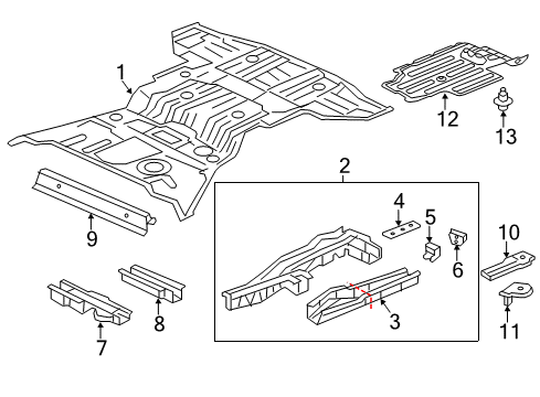 2019 Acura MDX Spare Tire Carrier, Floor & Rails, Exterior Trim Hoist, Spare Tire Diagram for 74711SZAA02