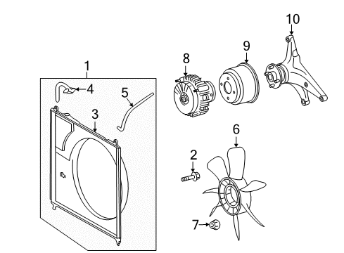 2007 Toyota Tundra Cooling System, Radiator, Water Pump, Cooling Fan Shroud Diagram for 167120S010
