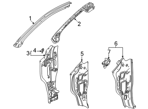 2022 Chevrolet Suburban Hinge Pillar Inner Hinge Pillar Diagram for 84607855