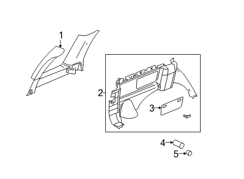 2006 Saab 9-7x Interior Trim - Quarter Panels Door Asm, Body Side Trim Panel Stowage Compartment *Ebony Diagram for 89023851