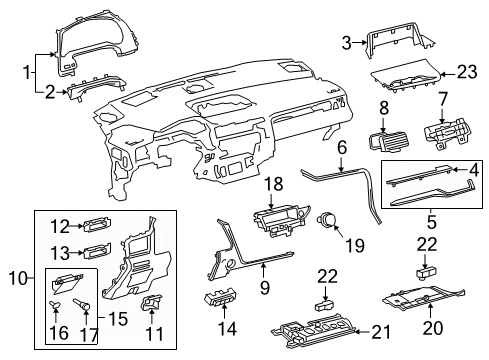 2019 Lexus RX450hL Cluster & Switches, Instrument Panel Panel Sub-Assy, Instrument Diagram for 5504548181C0