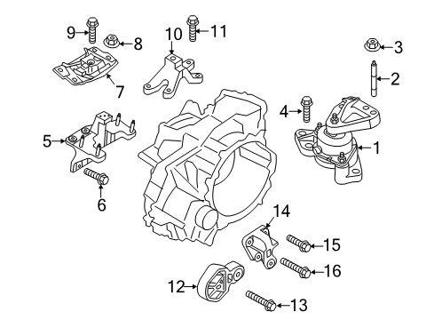 2016 Ford Explorer Engine & Trans Mounting Mount Bracket Diagram for FB5Z6E042B