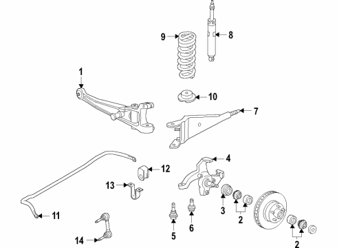 2019 Ford E-350 Super Duty Front Suspension Components, Stabilizer Bar Stabilizer Bar Diagram for 8C2Z5482C