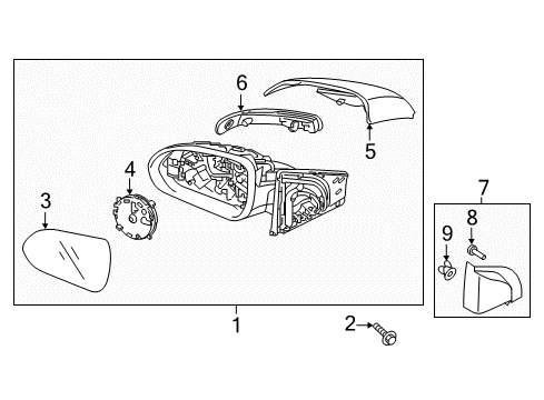 2018 Kia Rio Outside Mirrors Outside Rear G/Holder Assembly Diagram for 87611H9010