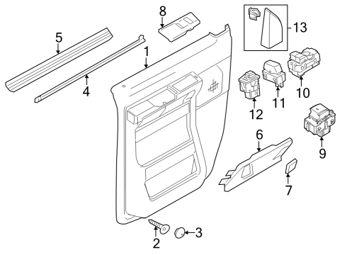 2016 Ford E-350 Super Duty Front Door Interior Trim Diagram for CC2Z17K709AA