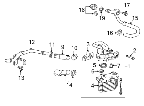 2016 Cadillac CT6 Oil Cooler Inlet Hose Diagram for 23388928