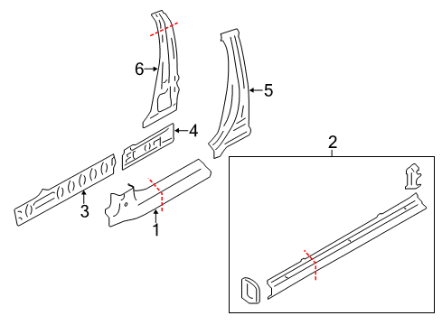 2020 Toyota 86 Center Pillar, Rocker Pillar Reinforcement Diagram for SU00301282