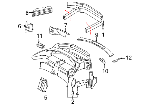 2000 BMW Z8 Rear Body Complete Tail Trim Diagram for 41137006288