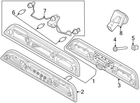 High Mount Lamps LAMP ASY - REAR - HIGH MOUNTED Diagram for ML3Z13A613B