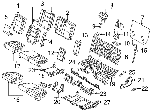 2011 Dodge Durango Rear Seat Components Shield-RISER Diagram for 1UP38BD3AB