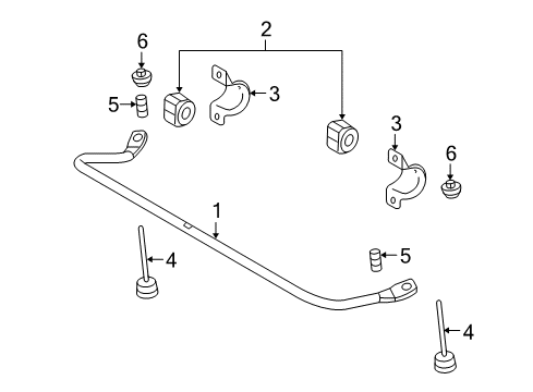 2009 Ford Focus Rear Suspension Components, Lower Control Arm, Upper Control Arm, Stabilizer Bar Stabilizer Link Bushing Diagram for YS4Z5776AA