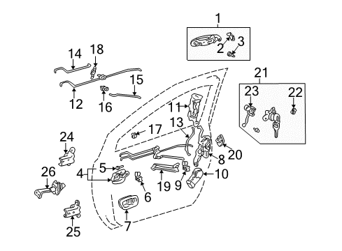 1999 Toyota Sienna Front Door Handle, Outside Diagram for 6922008010K0