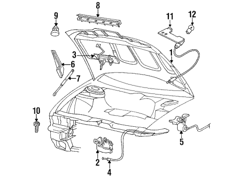 1993 Chrysler Concorde Hood & Components PROP/GAS-Hood Support Diagram for 2AML4468AA