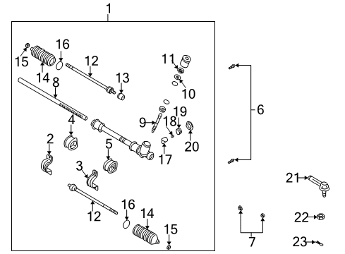 2002 Kia Rio Steering Column & Wheel, Steering Gear & Linkage Yoke Assembly Diagram for KDX503211X