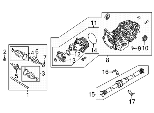 Axle & Differential - Rear Bracket-Center Bearing Diagram for 3751170T00