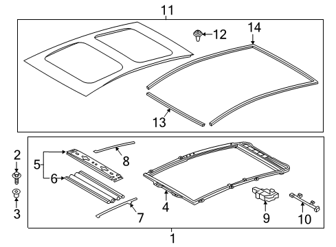 2017 Toyota Prius V Sunroof Surround Weatherstrip Diagram for 7555747010