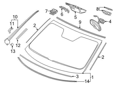 2019 Honda Passport Lane Departure Warning Mirror Assembly, Rearview (Day/Night) Diagram for 76400SZAA12