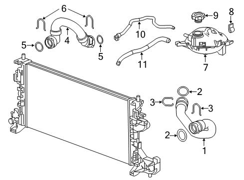 2019 Chevrolet Cruze Radiator & Components Hose Diagram for 13377130