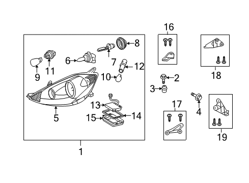 2008 Toyota Sienna Headlamps High Beam Bulb Protector Diagram for 81139AE020