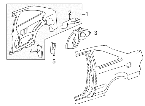 2000 Honda Civic Inner Structure - Quarter Panel Wheelhouse, R. RR. Diagram for 64330S02A00ZZ