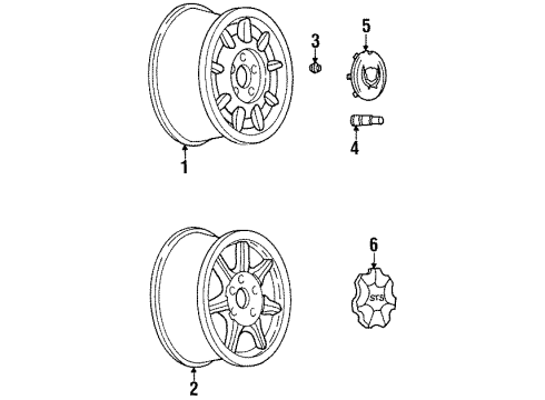 1996 Cadillac Seville Wheels & Trim Wheel-16X7 *Chrome Diagram for 9593093
