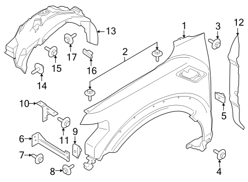 2022 Ford F-150 Fender & Components INSULATOR Diagram for ML3Z16071A