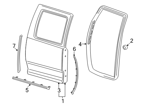 2018 Ram 2500 Rear Door Bumper-Door Diagram for 55397605AB