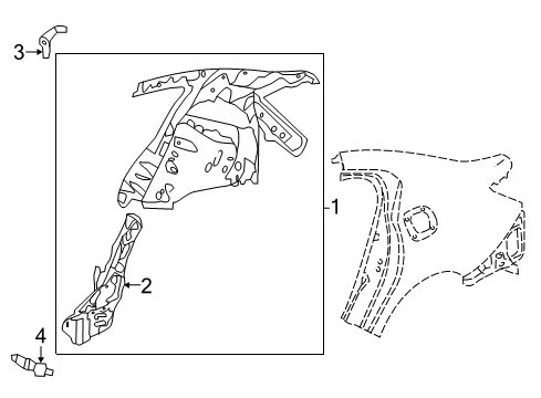 2018 Acura RLX Inner Structure - Quarter Panel Extension, Left Rear Wheel Arch Diagram for 64720TY2305ZZ