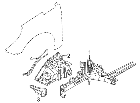 2015 Hyundai Sonata Structural Components & Rails Member Assembly-Front Side, LH Diagram for 64601C2000