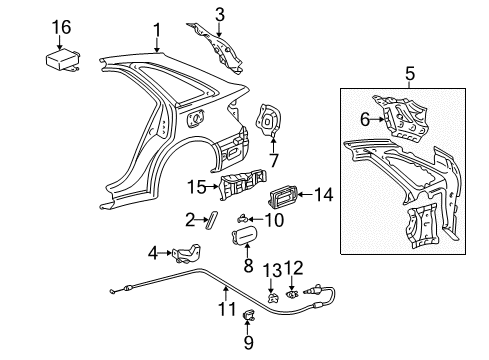2002 Lexus IS300 Keyless Entry Components Protector, Quarter Panel Diagram for 5874153010