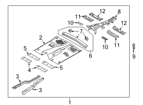 2022 Ford Police Interceptor Utility Floor Front Floor Pan Diagram for L1MZ7811135A