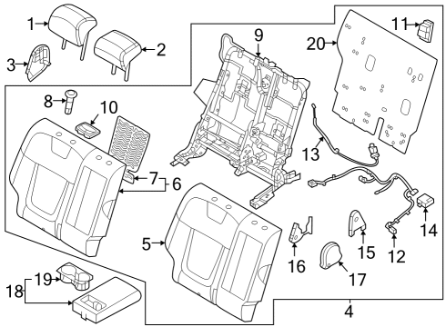 Rear Seat Components CUP HOLDER ASSY-REAR SEAT A/RE Diagram for 89940N9000MMH