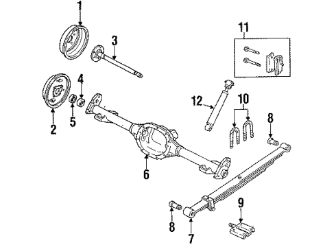 1991 GMC Sonoma Rear Brakes Plate, Rear Spring Anchor Diagram for 15957231