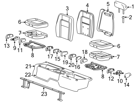 2017 GMC Canyon Rear Seat Components Seat Cushion Pad Diagram for 23314578